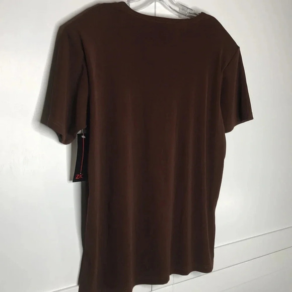 ZIO Brown Floral Embellished Stretch Top - Picture 4 of 8